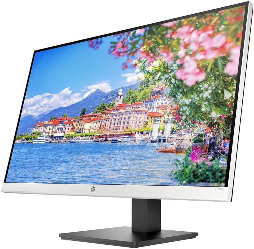 HP 27mq – Monitor Ultrafino de 27” Quad HD (2560 x 1440, 60Hz, 5ms, IPS LED, 16:9, HDMI, VGA, Antirreflejo, Low Blue Light, Altura e Inclinación Ajustables) Plata