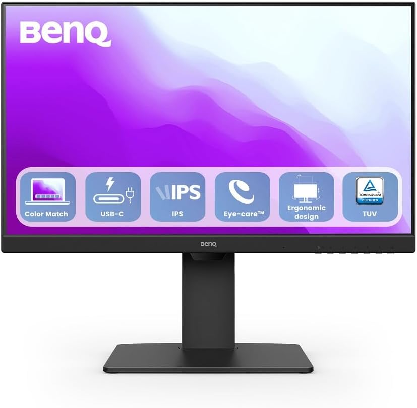 BenQ GW2785TC Monitor (27 pulgadas, FHD, IPS, carga USB-C, DP / HDMI, diseño ergonómico, micrófono con cancelación de ruido, modo de codificación) Compatible con MacBook