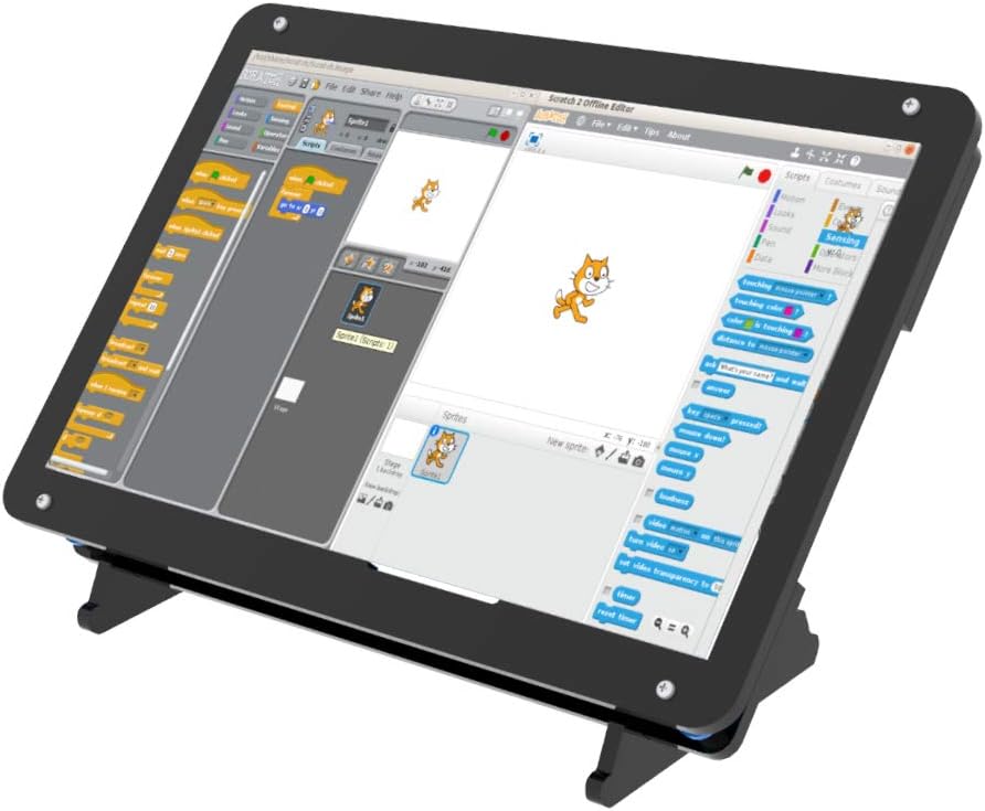 Monitor portátil con caja de acrílico Pantalla de 7 pulgadas – Pantalla capacitiva IPS 1024×600 – Compatible con Raspberry Pi 4, Win10 IOT y computadoras portátiles – Ángulo ajustable