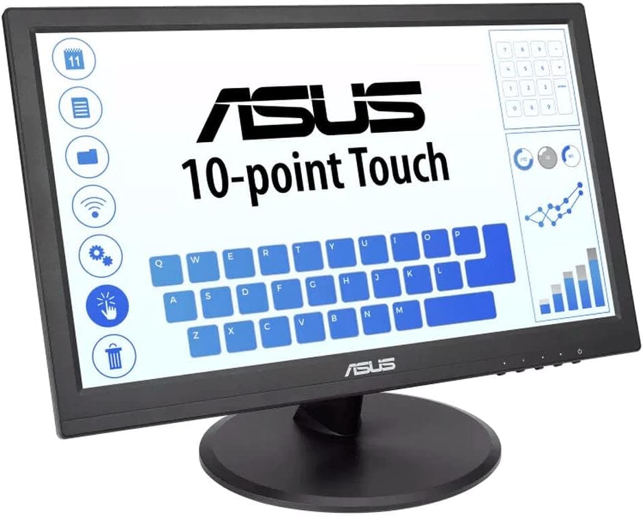 ASUS VT168HR – Monitor táctil (15,6″ (1366×768), 10 Puntos táctiles, HDMI, Sin parpadeos, Luz Azul Baja, Montaje en Pared, Tecnología Eye Care)