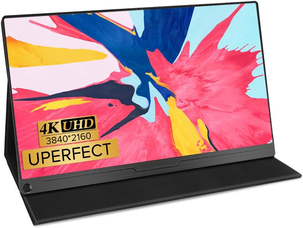 UPERFECT Monitor Portátil 4K, Pantalla Portátil de 15,6 Pulgadas 3840 * 2160 IPS UHD Pantalla con Puerto OTG HDMI USB C para PC Laptop Teléfono Móvil Switch PS4/5 XBO