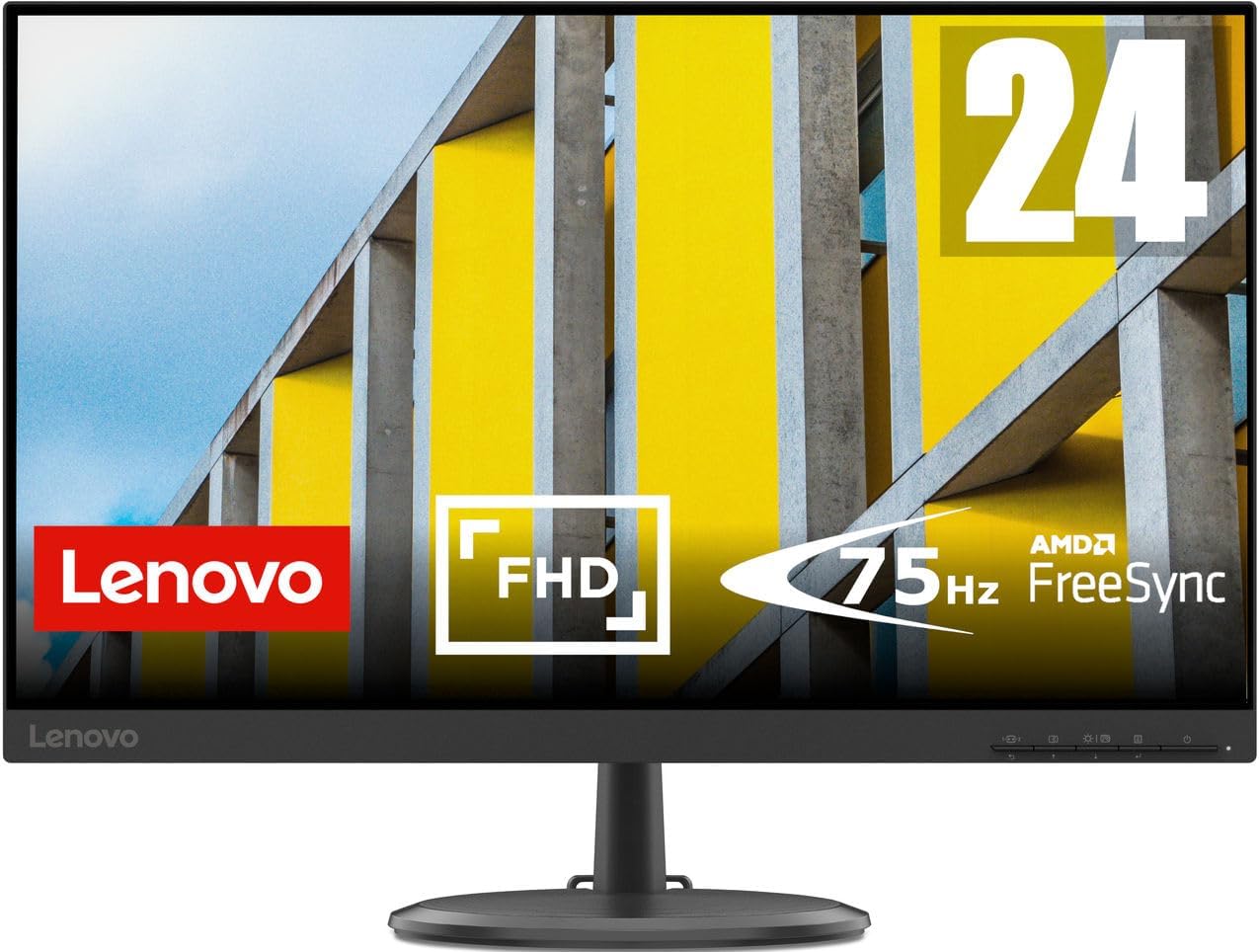 Lenovo D24-20 – Monitor Gaming 24″ FullHD 1080i (VA, 75 Hz, 4 ms, HDMI, VGA, FreeSync), ajuste de inclinación – negro