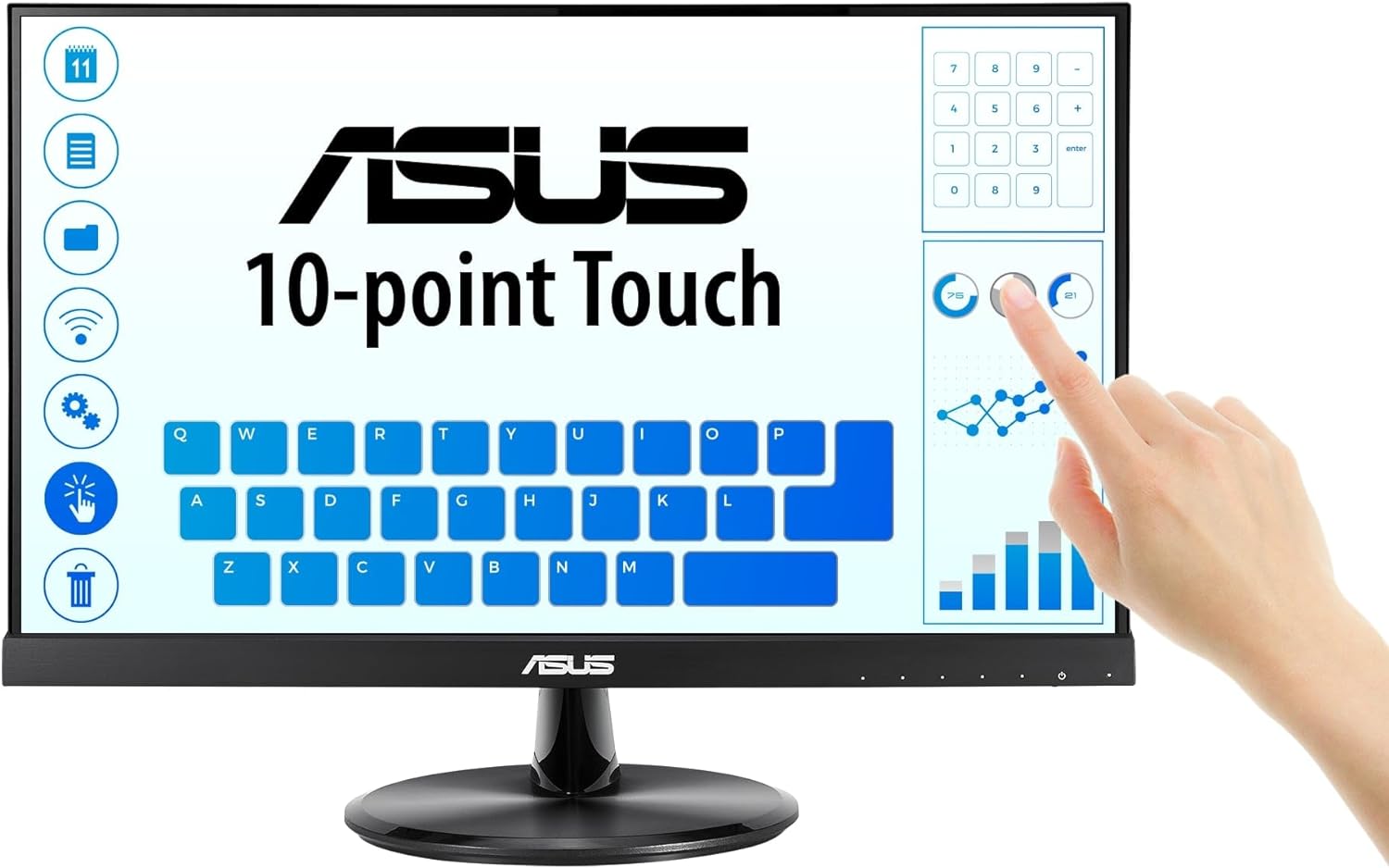 ASUS VT229H Monitor Táctil de 21″ | 60 Hz, FHD (1920×1080), IPS, Ángulos de visión de 178°, Sin Marco, No Webcam, No Ajustable en Altura, Luz Azul de Baja Intensidad, HDMI, dureza 7H, Negro