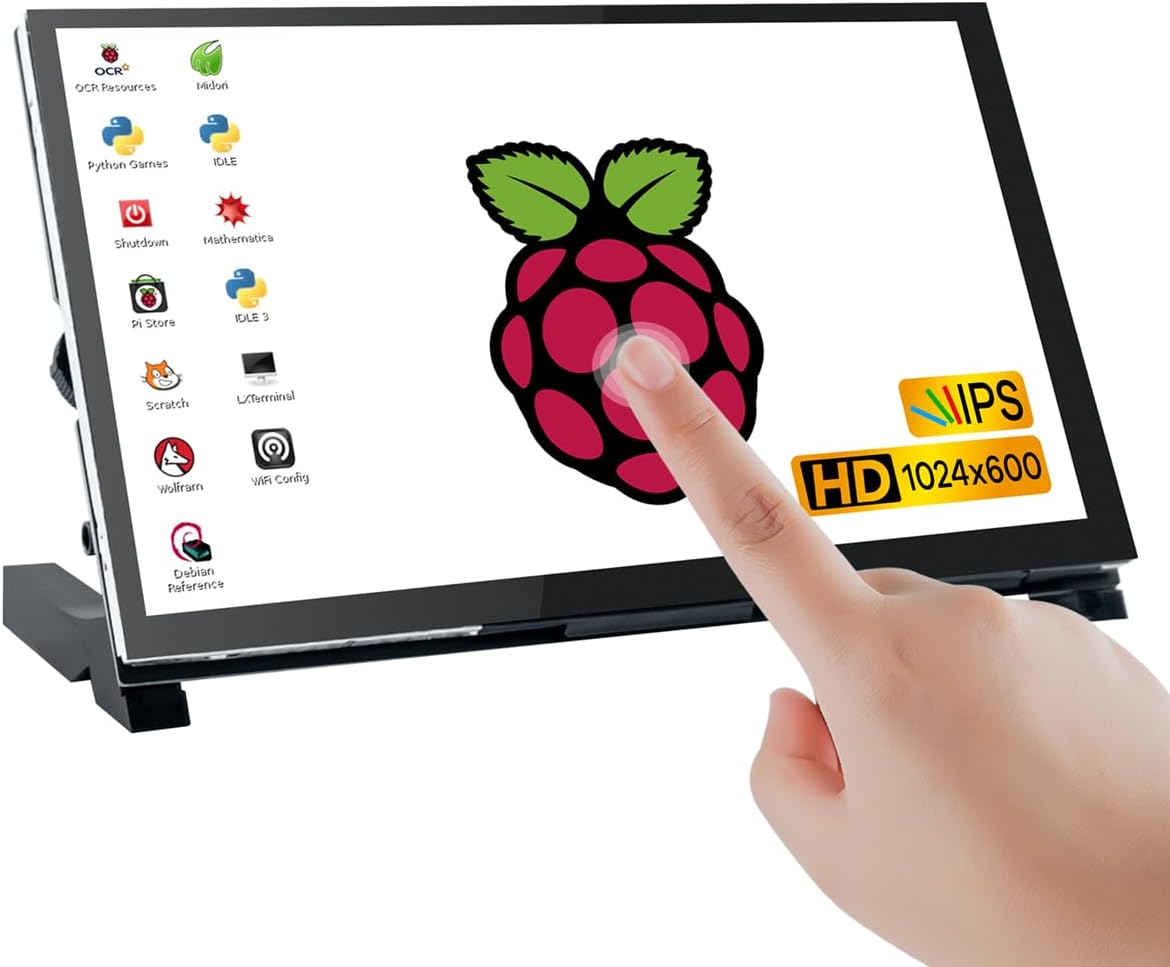 LAFVIN 7 pulgadas HDMI LCD 1024 x 600 Resolution Capacitive Touch Screen IPS Display Module Compatible with Raspberry Pi 4 3 2 1 B B+ A+, PC, Supports Windows 10/8.1/8 / 7