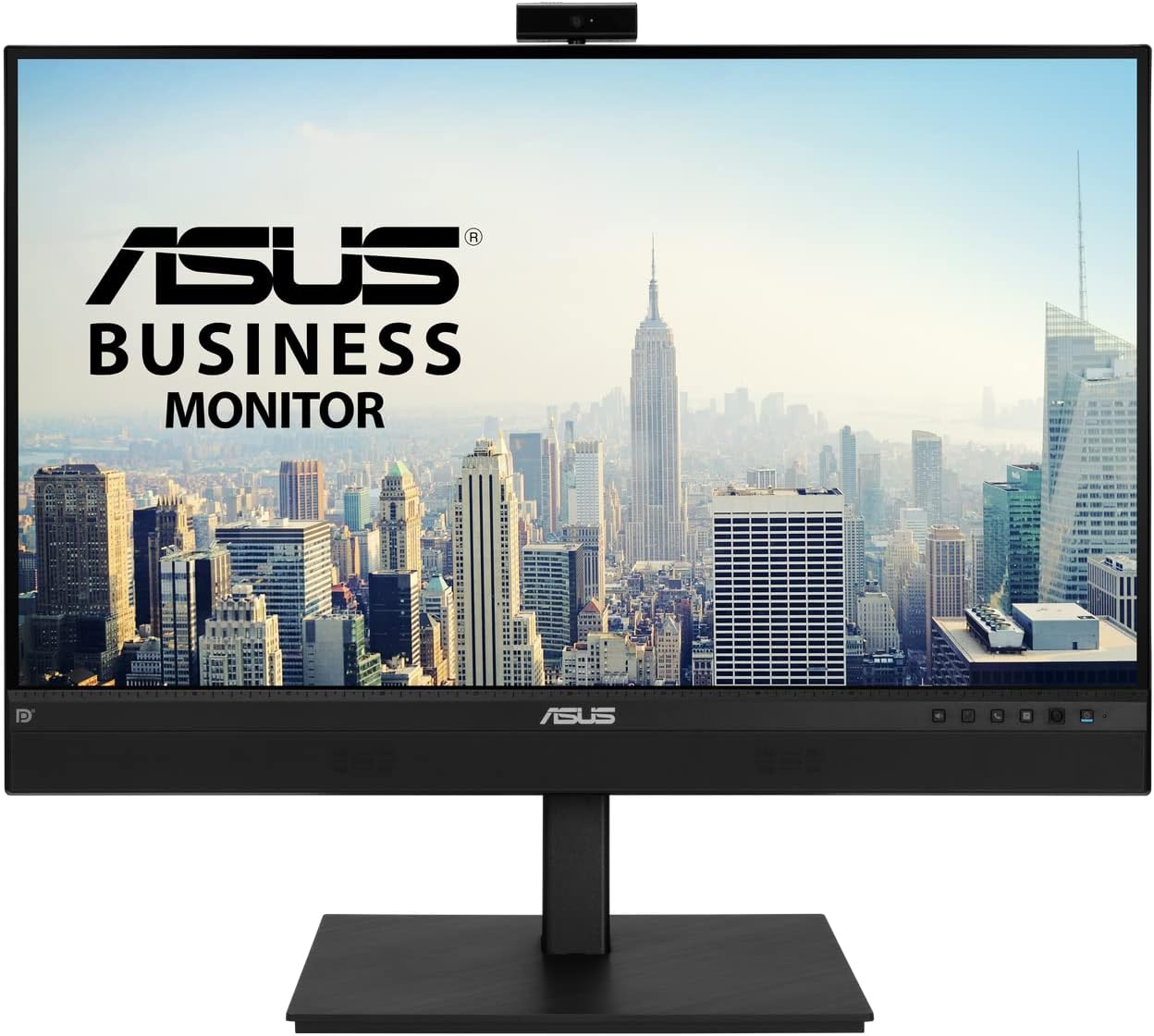 ASUS BE27ACSBK Monitor con Cámara Web, 27 Pulgadas, 2560 x 1440 WQHD, IPS, Sin Marco, Cámara Web Full HD, Cancelación de Ruido con IA, USB-C, Altavoces Estéreo, Baja Luz Azul, VESA