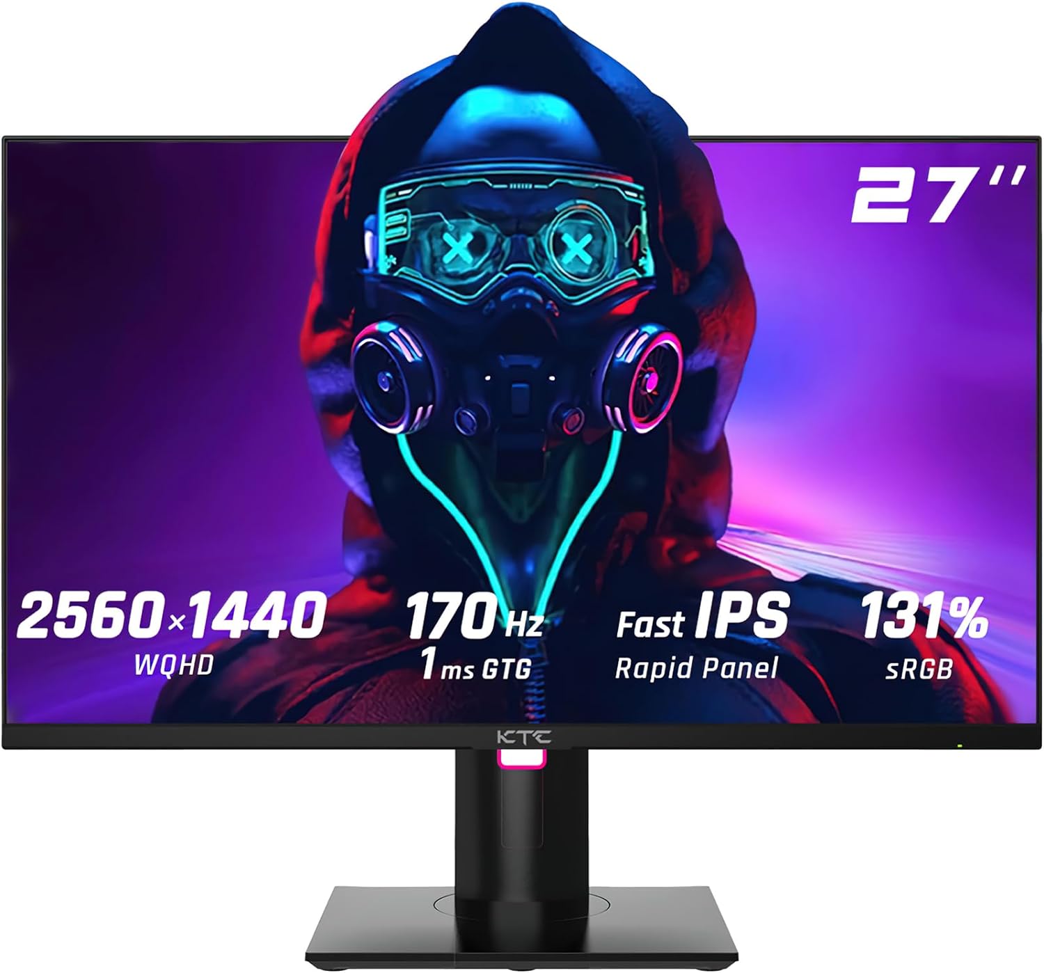 KTC Monitor Gaming de 27 Pulgadas, Monitores PC Fast IPS 1440p 170Hz, Monitor de Ordenador 2K QHD 1ms GTG, HDR Vertical/HDMI/USB C/DP, FreeSync y G-Sync, inclinación Ajustable en Altura, H27T22