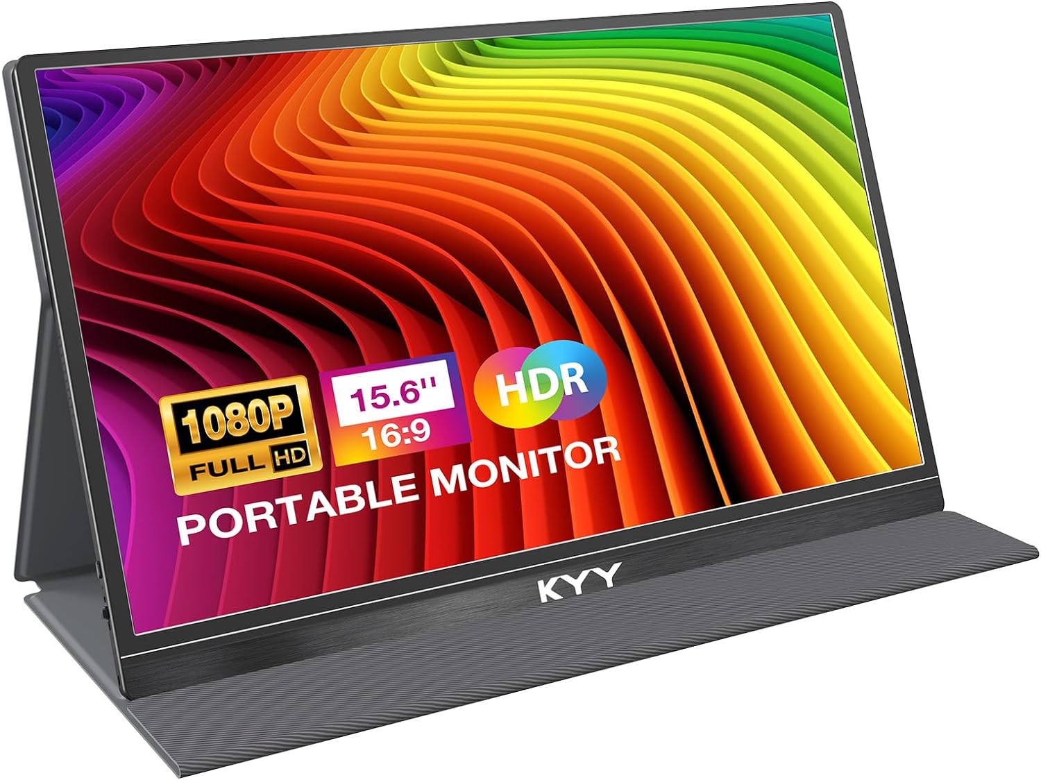 KYY Monitor portátil de 15.6 pulgadas FHD 1080P USB C HDMI Monitor de juegos ultra delgado IPS con cubierta inteligente y altavoces, Plug & Play, monitor externo para laptop, PC, teléfono, Mac, Xbox,