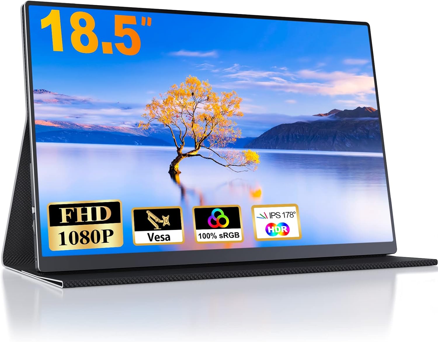 CUIUIC Monitor de Juego portátil de 18.5 Pulgadas, Pantalla IPS Full HD para portátil con HDR 1080P 100% sRGB, conexión HDMI y USB Tipo-C, VESA, Segundo Monitor para portátil/PS4/5/Xbox/teléfono