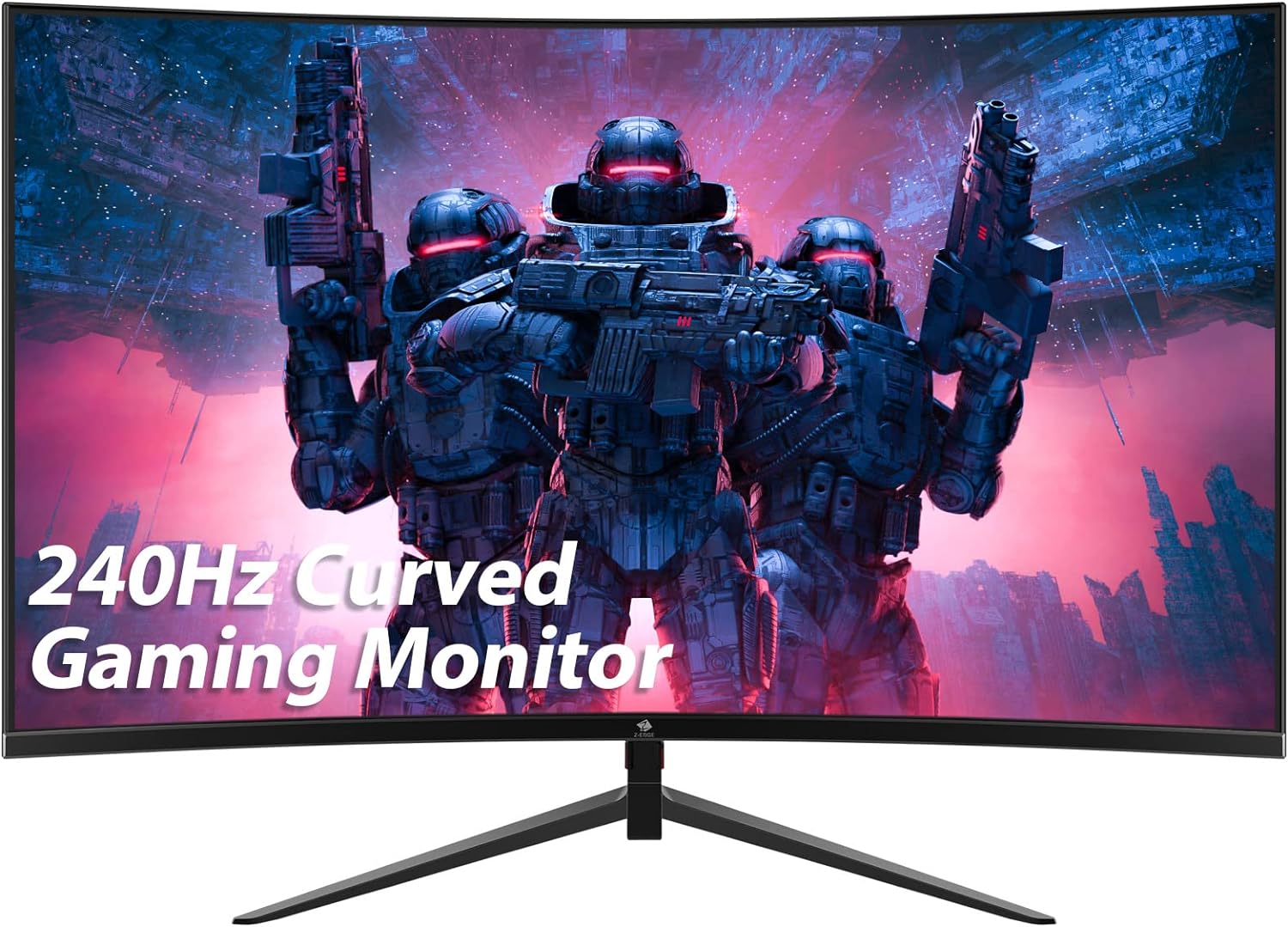 Z-Edge Monitor Gaming Curvo 27» 240 Hz, 1ms MPRT, FHD(1920×1080), FreeSync, Pantalla LED 16:9 con Cable HDMI, Inclinación Ajustable, 1500R, 350cd/m², HDMI 2.0 * 2 & DP 1.2 * 2, Altavoces Integrados