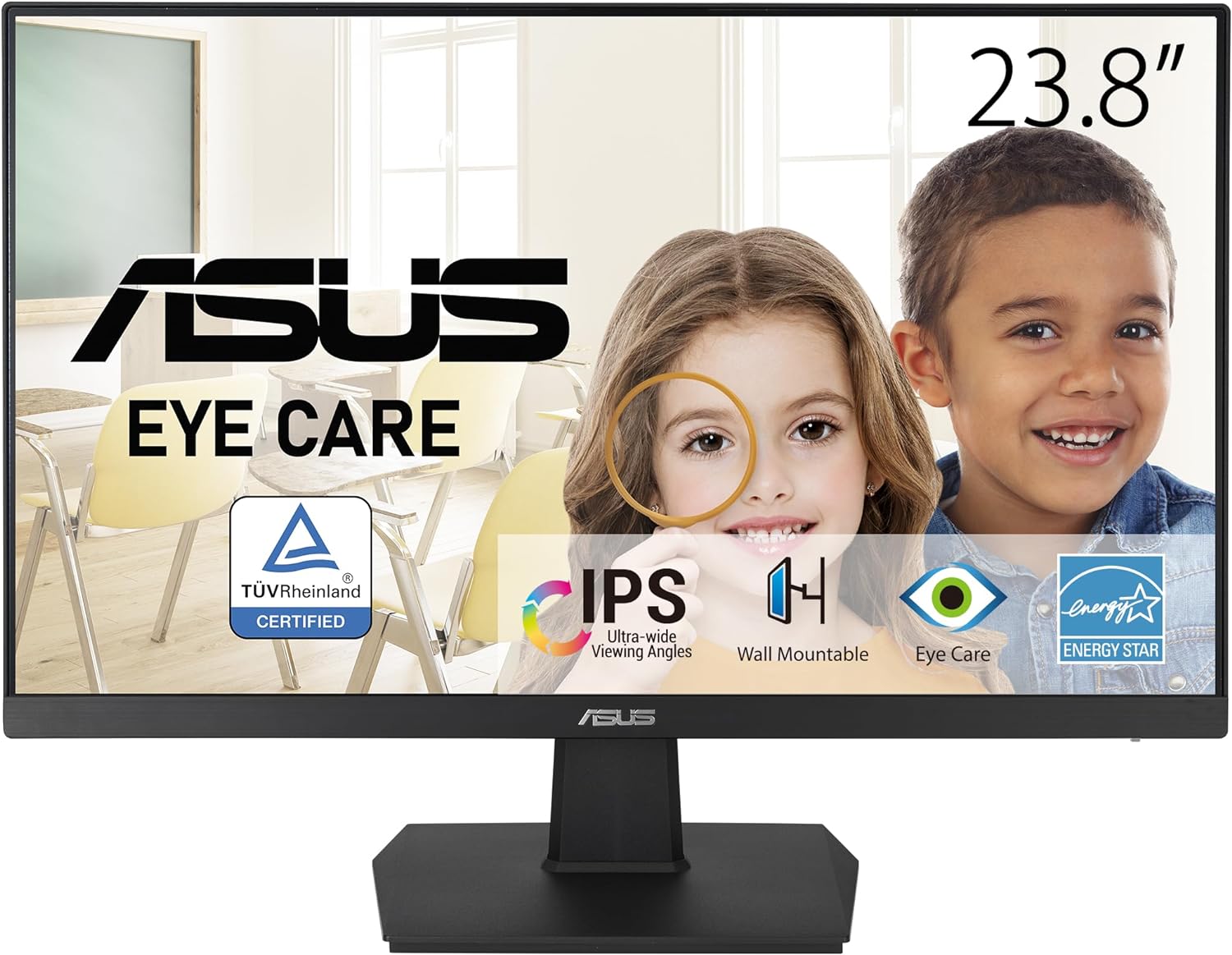 Asus VA24EHE – Pantalla para Ordenador (23 Pulgadas, FHD, Panel IPS 16: 9-75 Hz, 1920 x 1080-250 CD/M2, HDMI, DVI y VGA, Adaptable, tecnología Eye Care