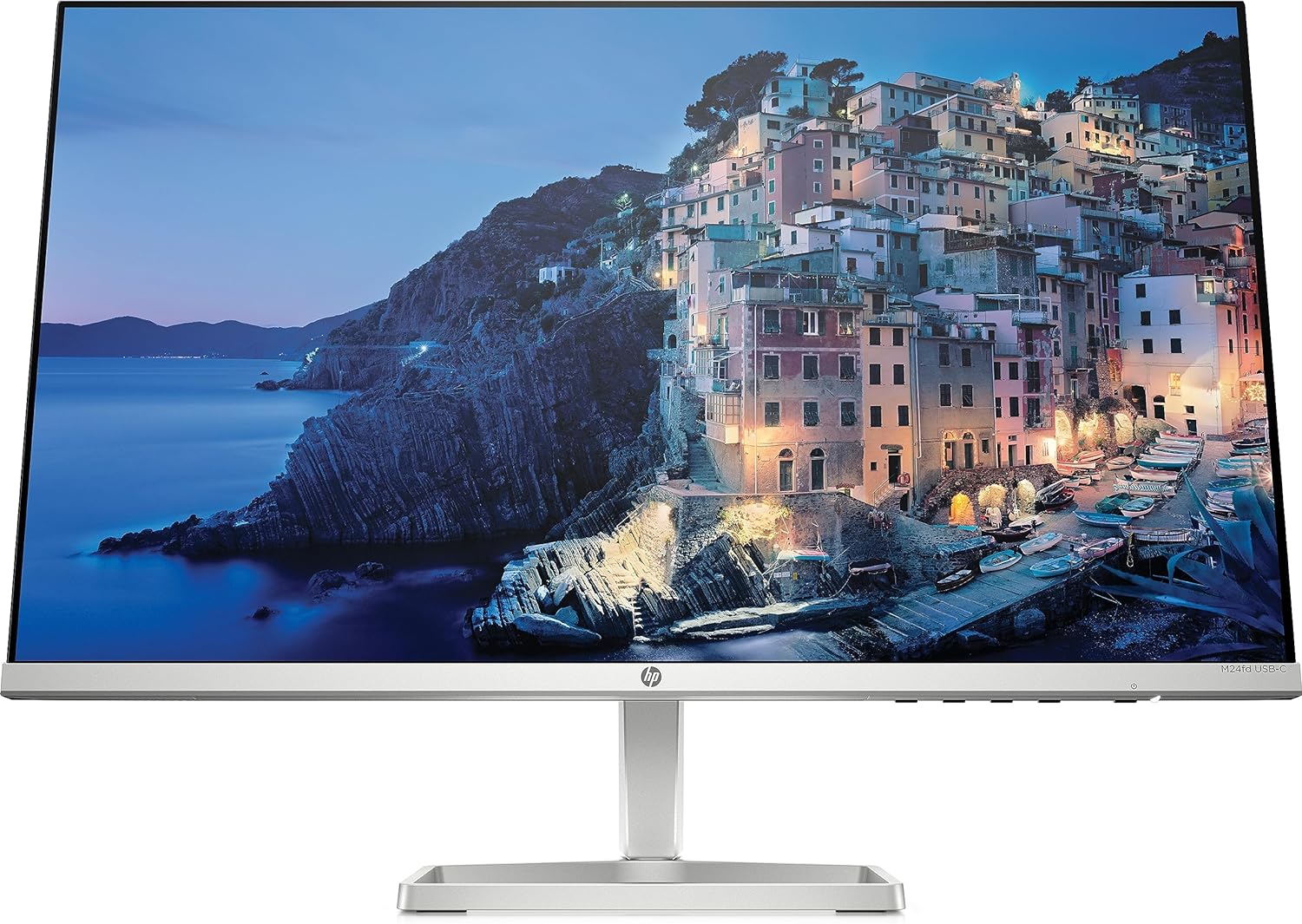 HP M24fd – Monitor de 24″ Full HD (1920×1080, IPS, 75Hz, 5 ms, 16:9, AMD FreeSync, VGA, HDMI 1.4, 2 x USB-A, USB-C con carga, Inclinación Ajustable) Plateado y Negro